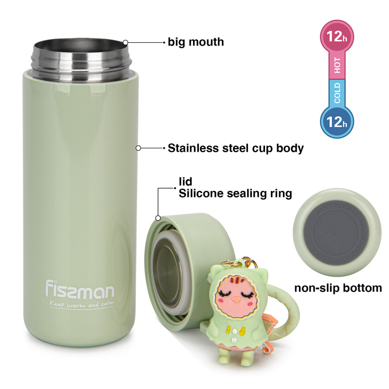 Fissman Double Wall Vacuum Flask 380ml Green (Stainless Steel)