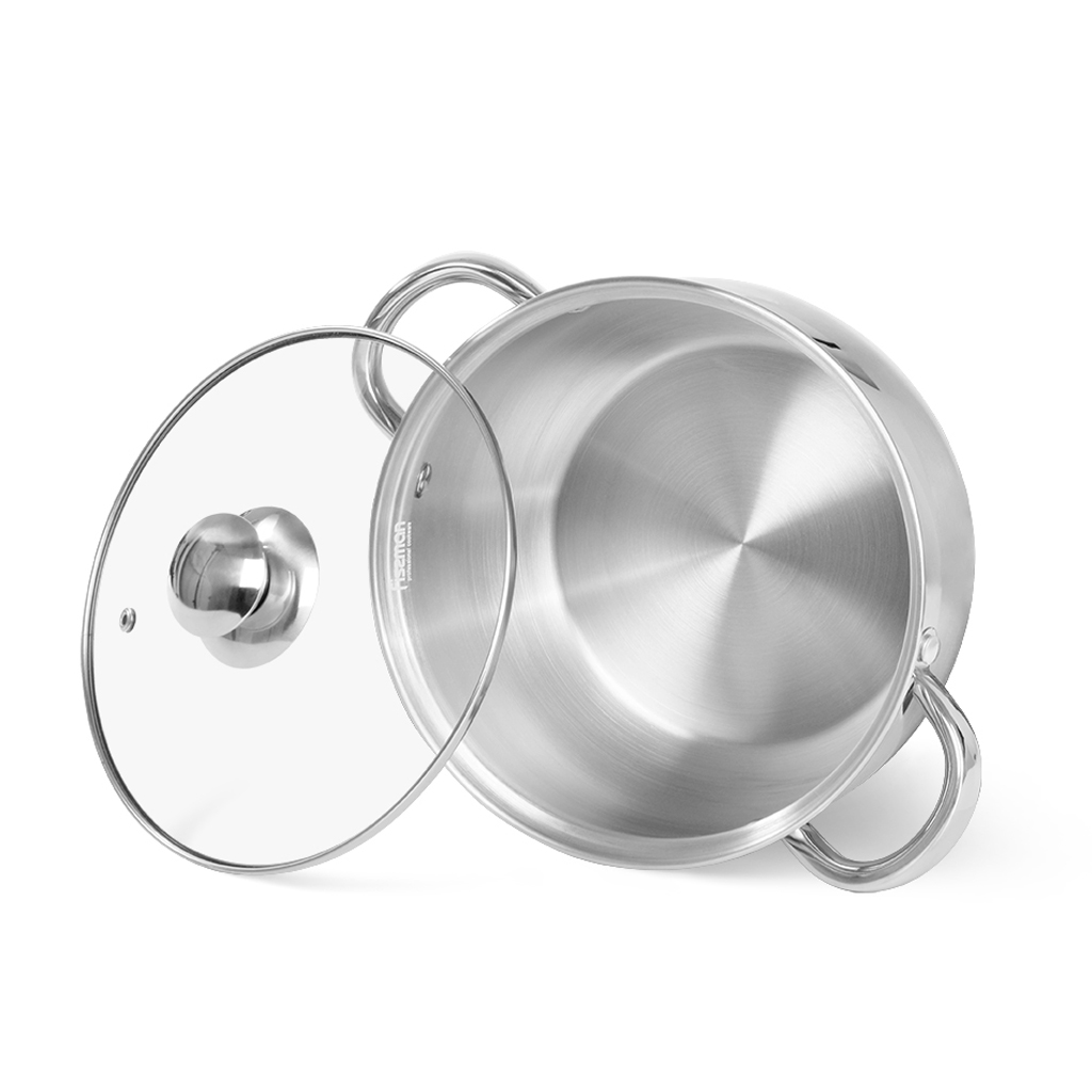 Fissman Stockpot 24x13.5cm/6.1LTR With Glass Lid Prime (Stainless Steel)