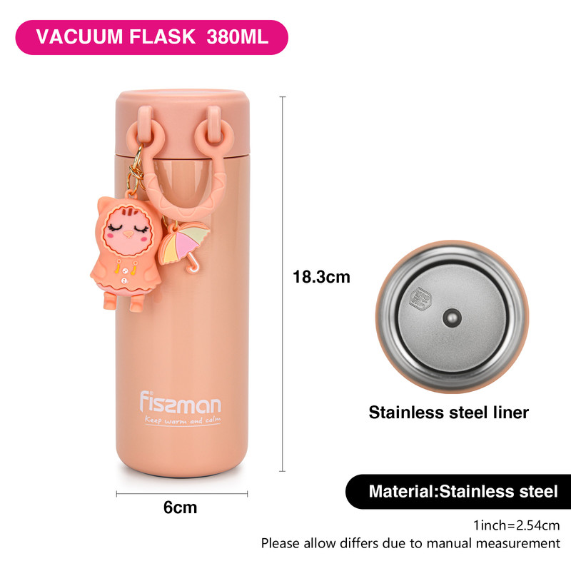 Fissman Double Wall Vacuum Flask 380ml Pink (Stainless Steel)