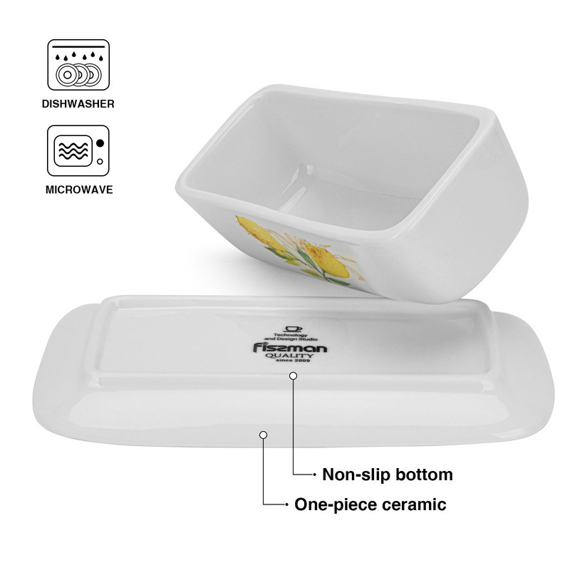 Fissman Butter Dish 20.6x10.7x7.6cm Capri (Durable Porcelain)