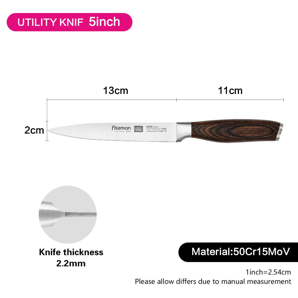 Fissman  5" Utility Knife Lorze 13cm (50cr15mov Steel)
