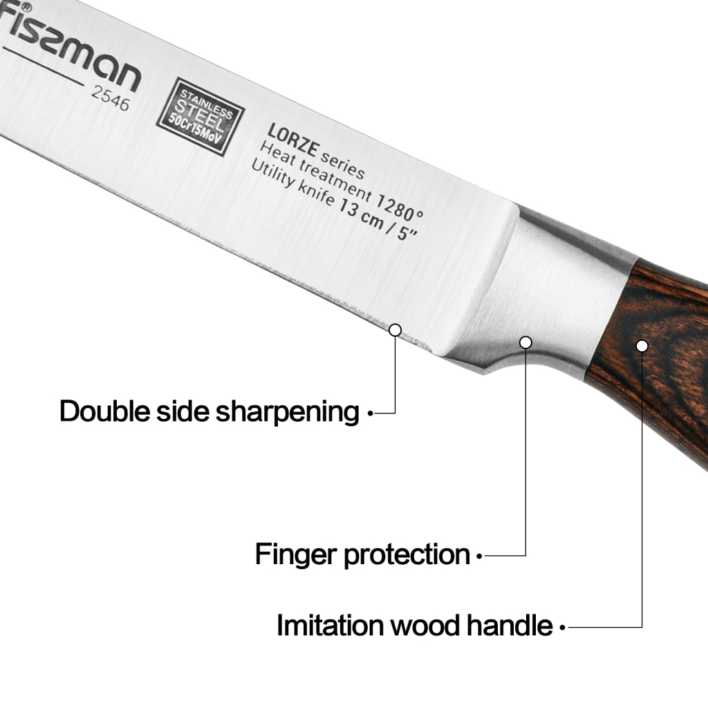 Fissman  5" Utility Knife Lorze 13cm (50cr15mov Steel)