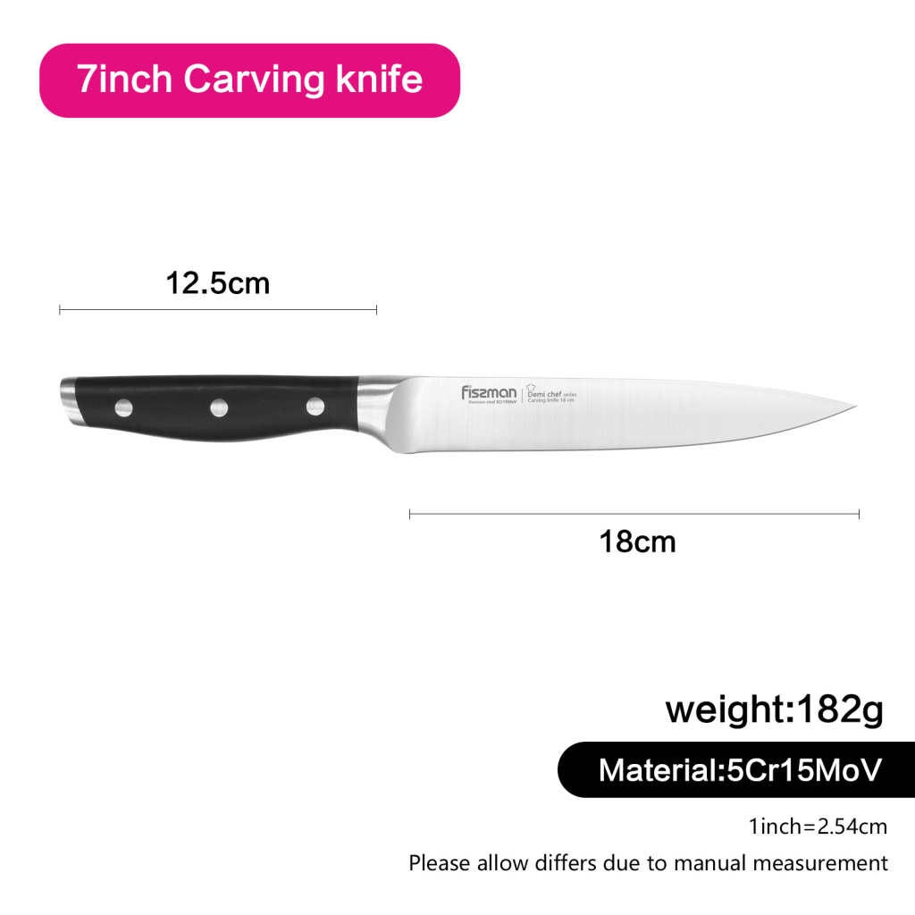 Fissman 7" Carving Knife Demi Chef (5cr15mov Blade)