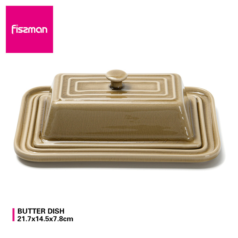 Fissman Butter Dish 217x145x78cm Beige Crackle (Ceramic)