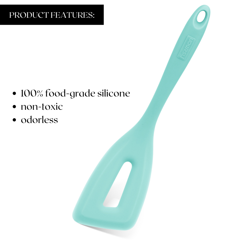 Fissman Iris Series Silicone Slotted Spatula/Turner Mint Green 27cm