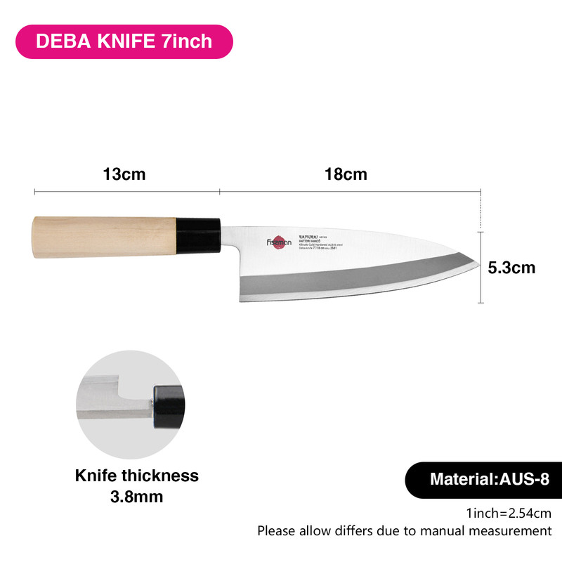 Fissman 7" Deba Knife Samurai Hanzo 18cm (Steel Aus-8)