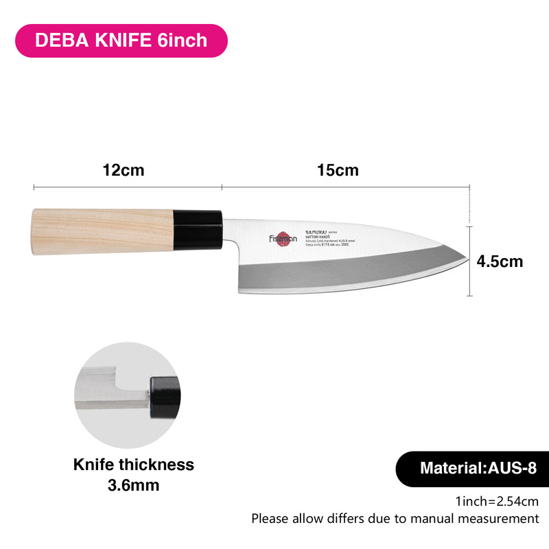 Fissman 6" Deba Knife Samurai Hanzo 15cm (Steel Aus-8)