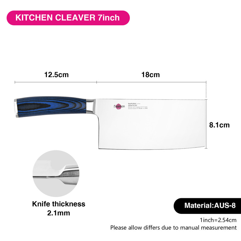 Fissman 7" Kitchen Cleaver Samurai Kojiro 18cm (Steel Aus-8)