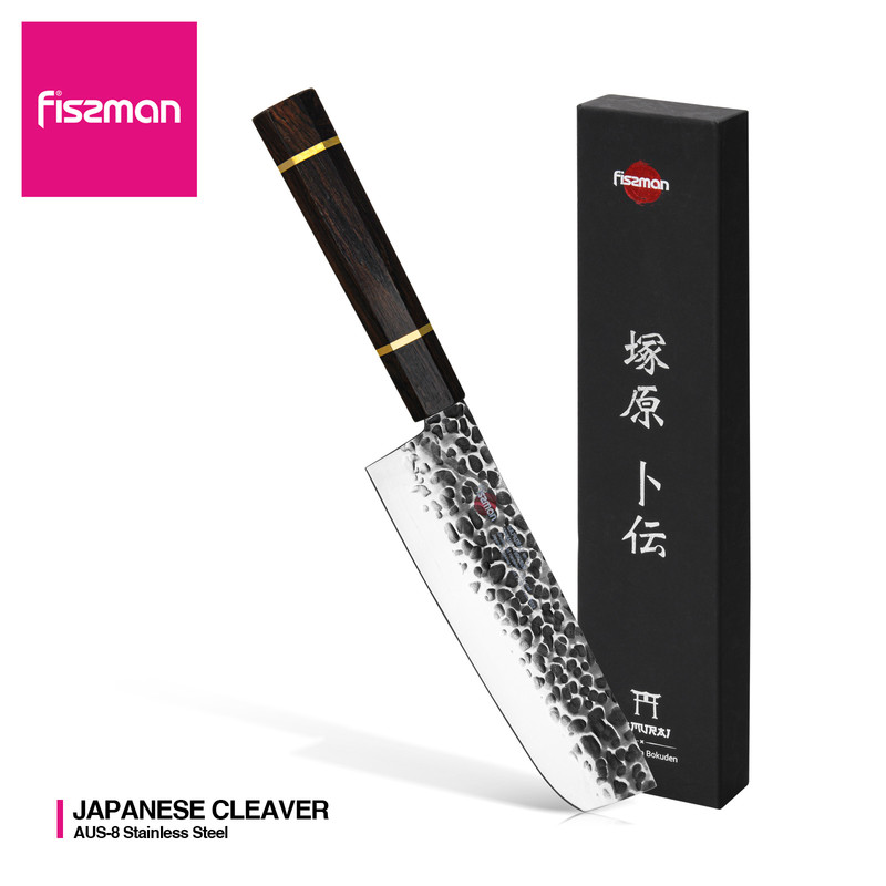 Fissman 7" Japanese Cleaver Nakiri Samurai Bokuden 18cm (Steel Aus-8)