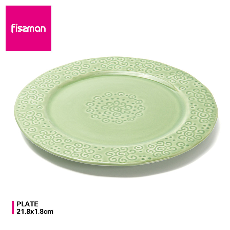 Fissman Plate 21.8x21.8x1.8cm Green Crackle (Ceramic)