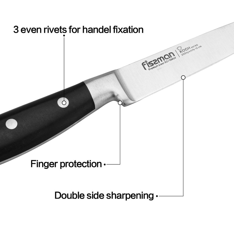 Fissman 4" Utility Knife Koch (5cr15mov Steel)