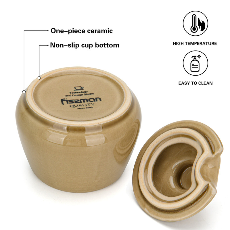 Fissman Sugar Bowl 9x9x9.3cm 250ml Beige Crackle (Ceramic)