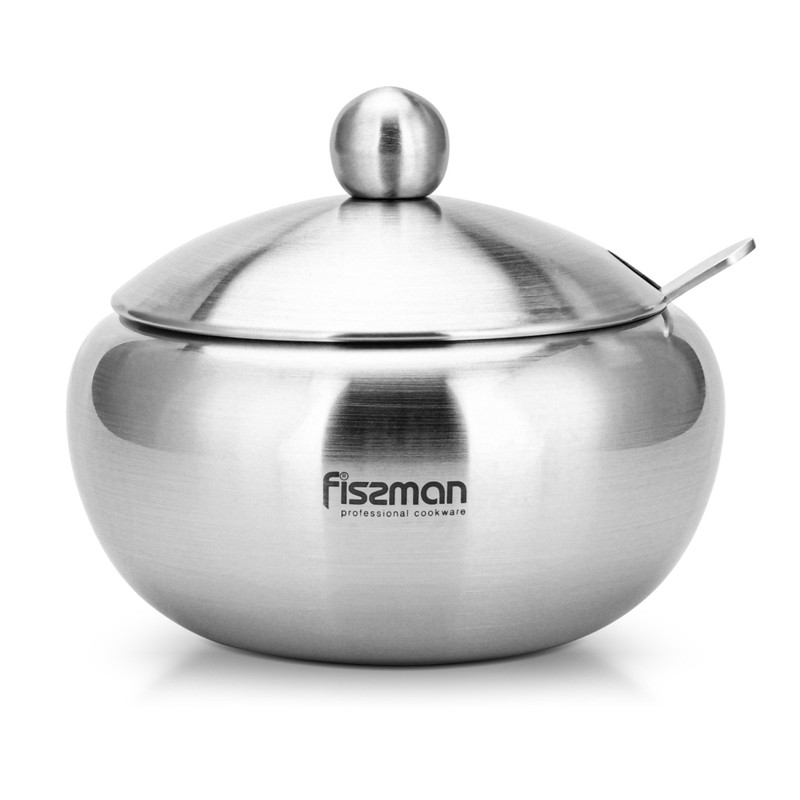 Fissman Sugar Bowl 460ml With Steel Lid And Spoon (Stainless Steel)
