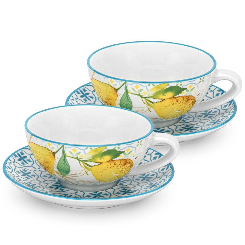 Fissman 4 Pcs Set (2 Cups 200ml And 2 Saucers) Capri (Durable Porcelain)