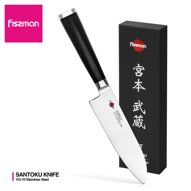 Fissman 5.5" Santoku Knife Samurai Musashi 14cm (Steel Damascus)