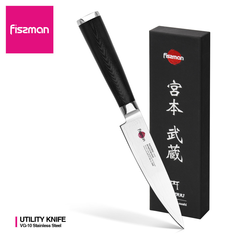 Fissman 4.5" Utility Knife Samurai Musashi 11cm (Steel Damascus)