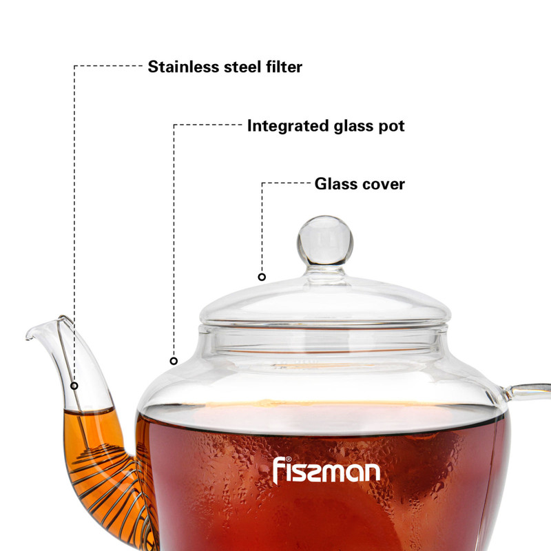 Fissman Tea Pot 600ml With Steel Infuser (Heat Resistant Glass)