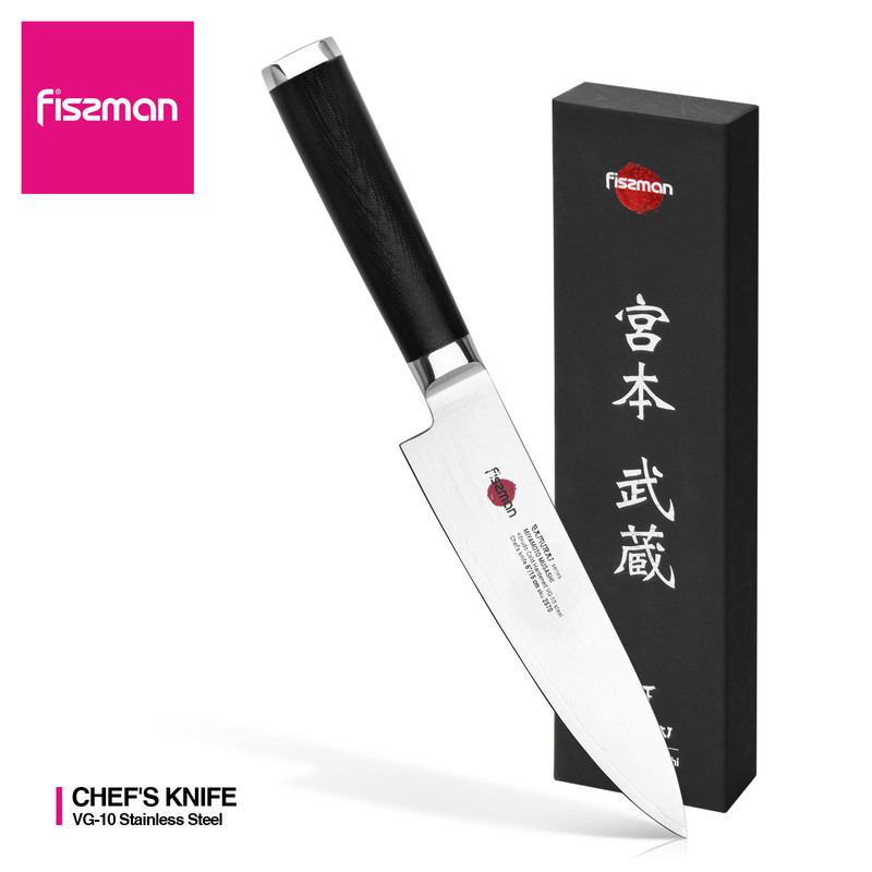 Fissman 6" Chef's Knife Samurai Musashi 15cm (Steel Damascus)