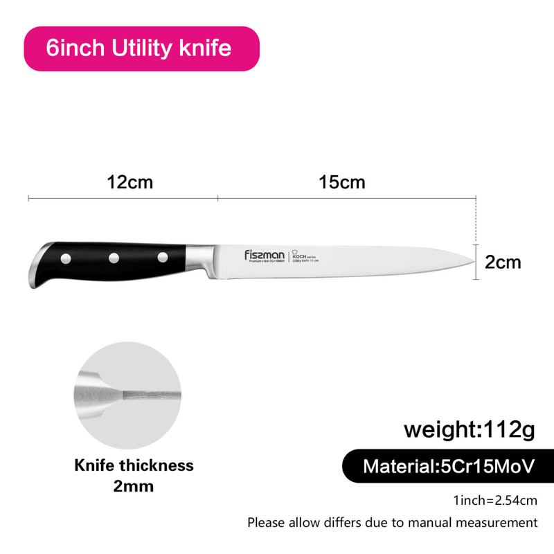 Fissman 6" Utility Knife Koch (5cr15mov Steel)