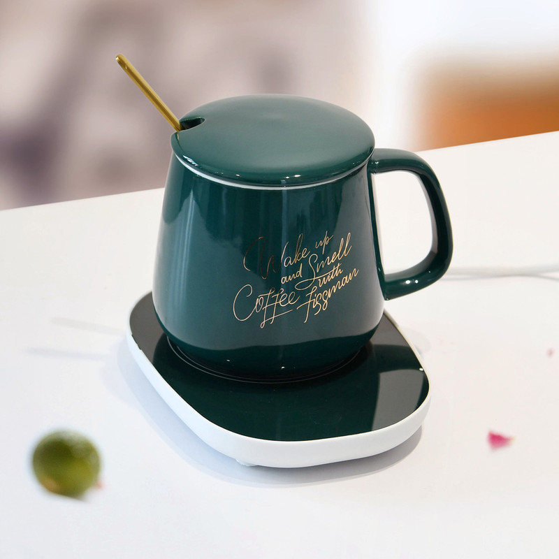 Fissman Gift Set Mug With Warmer 350ml Green (Ceramic)