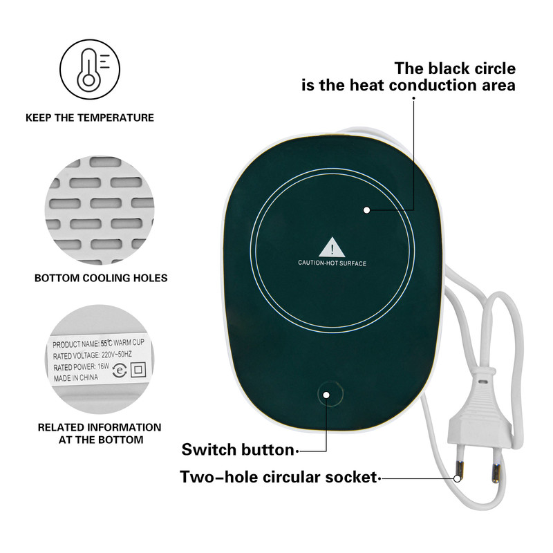 Fissman Gift Set Mug With Warmer 350ml Green (Ceramic)