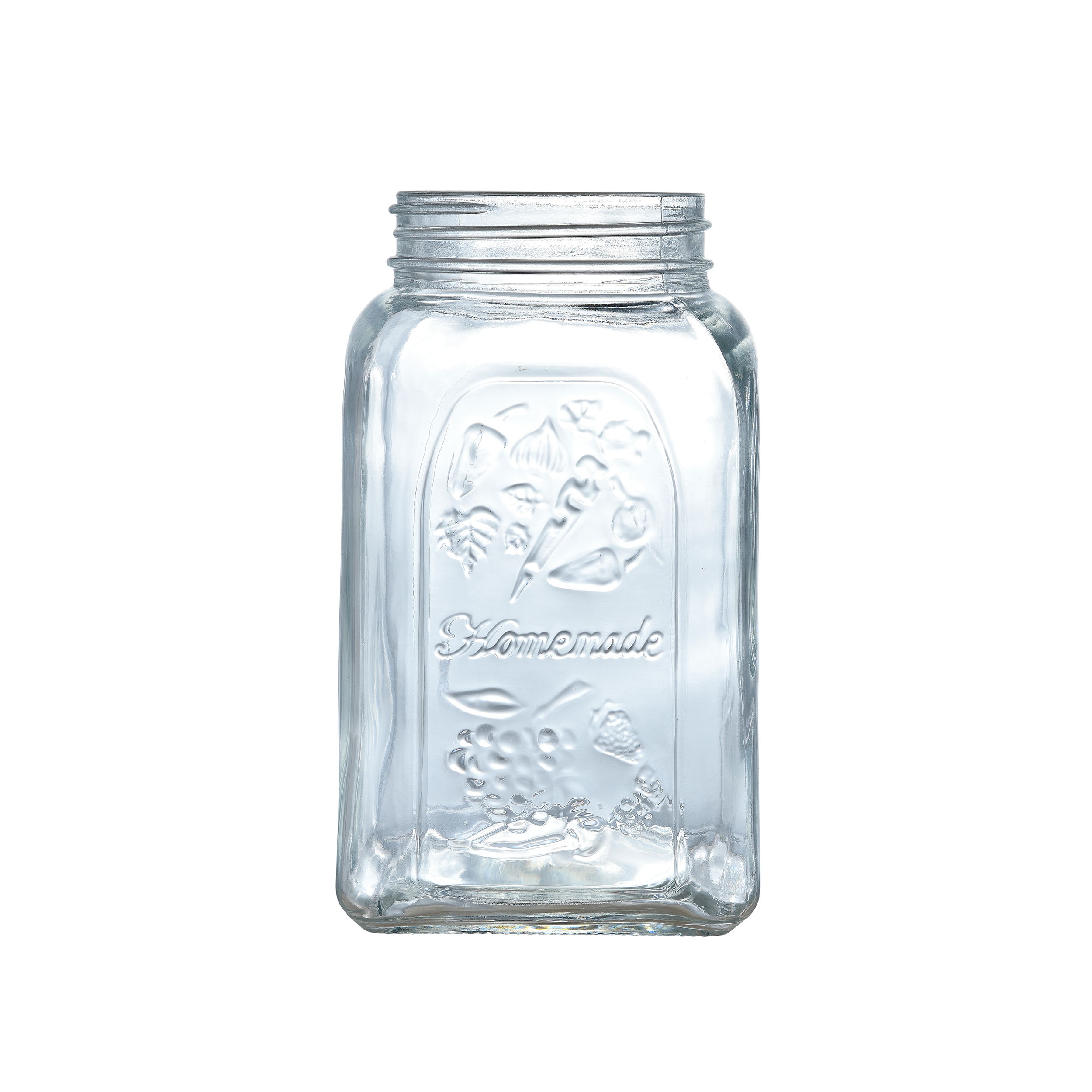 Round Screw Shape Jar Glass Food Storage Container With Stackable Lid 1.5 L