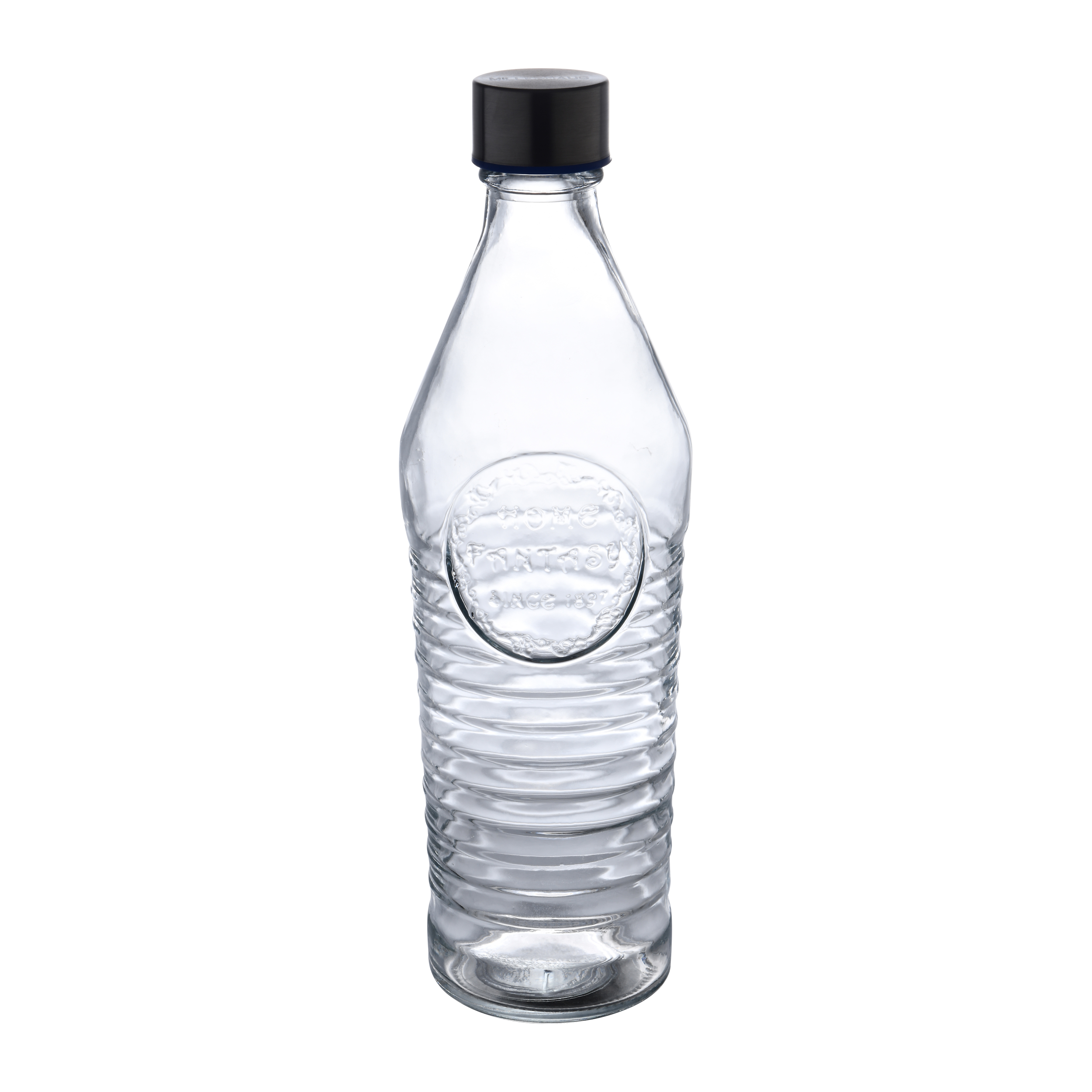 Glass Water Bottle 1.0 Litre Leak Proof Stainless Steel Lid Tranparent Color