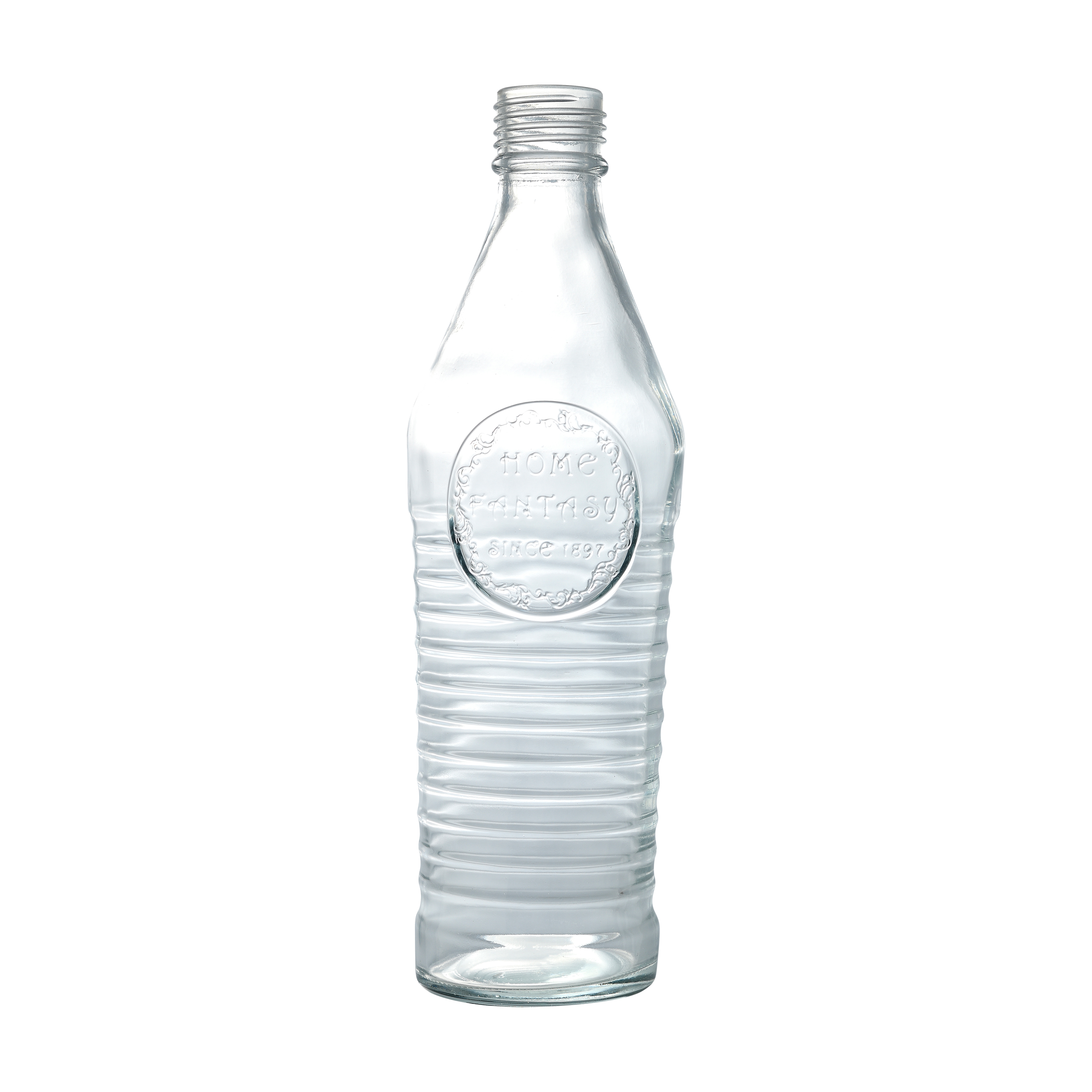 Glass Water Bottle 1.0 Litre Leak Proof Stainless Steel Lid Tranparent Color