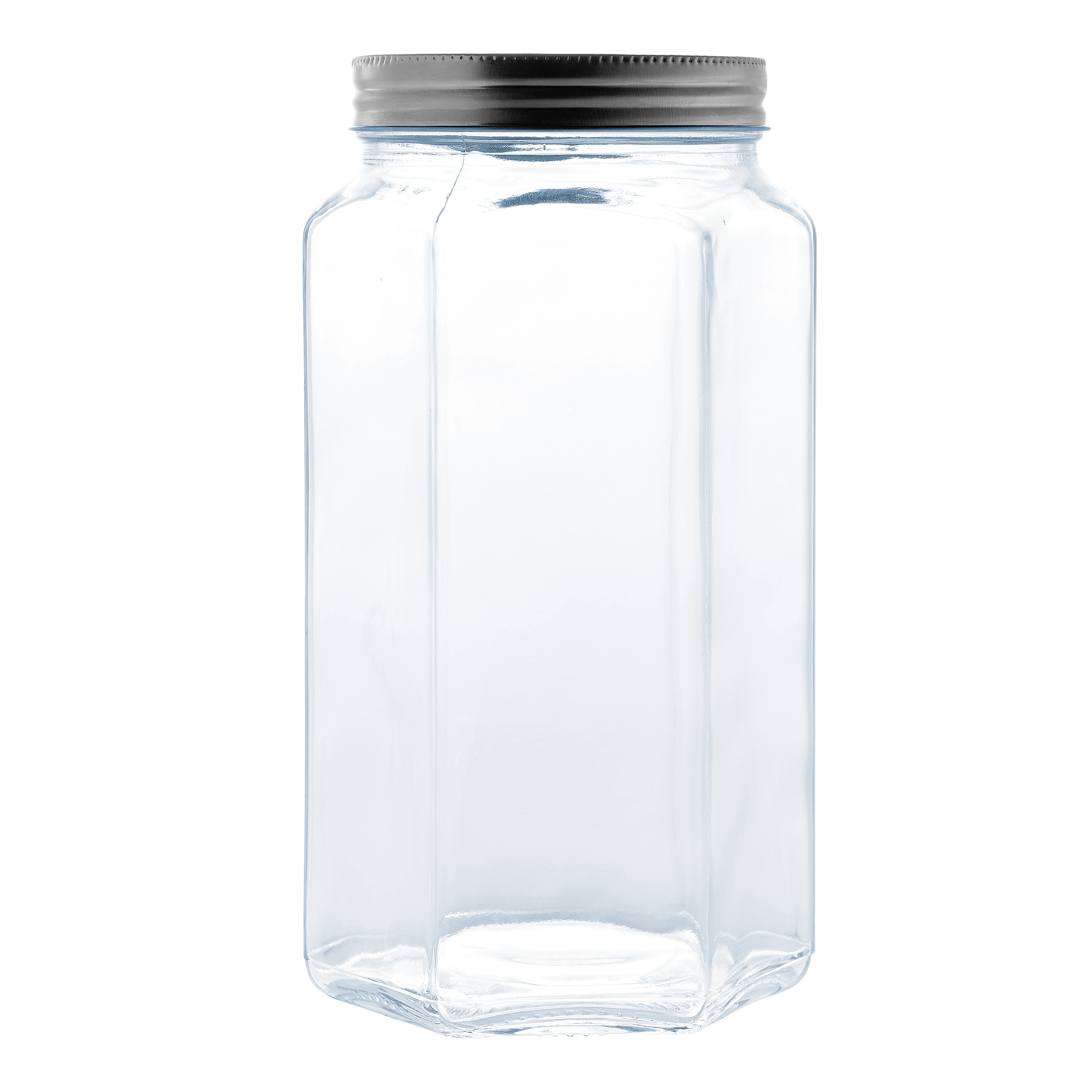 Round Screw Shape Jar Glass Food Storage Containers With Stackable Lid 1.5L