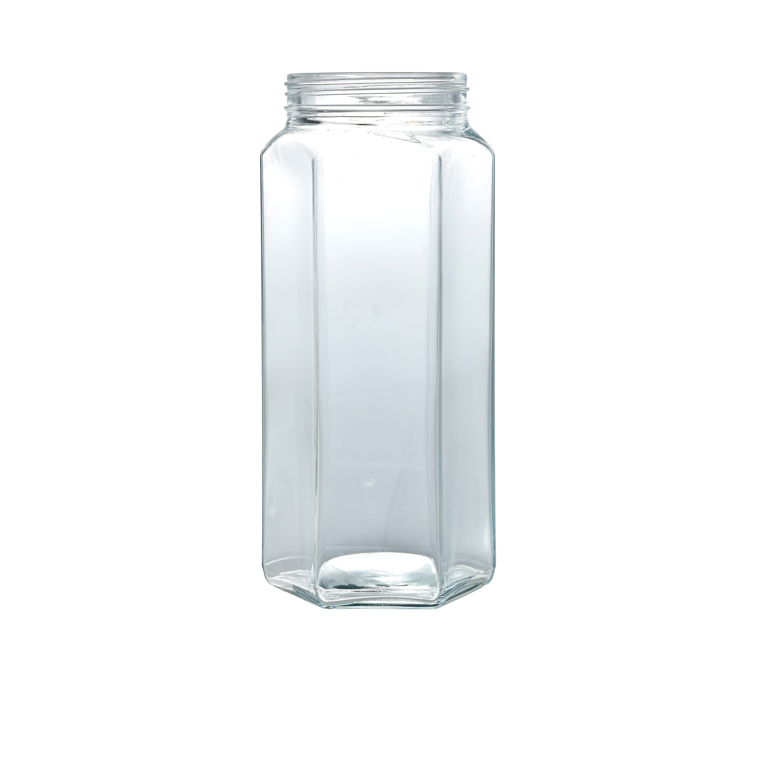 Round Screw Shape Jar Glass Food Storage Containers With Stackable Lid 1.8 L