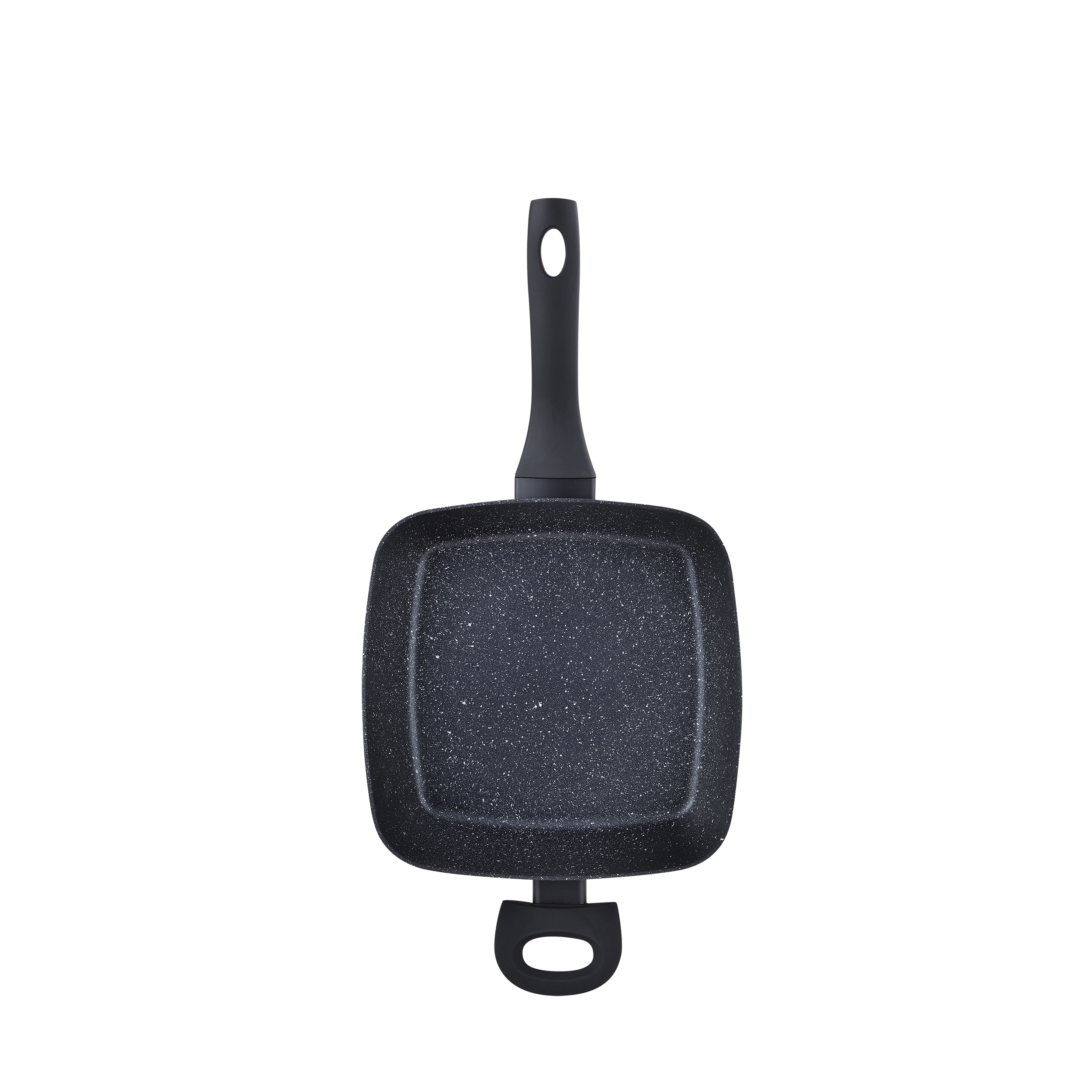 Square Pan With Lid Aluminium Marble NonStick & Coating Fryer Basket Black Color