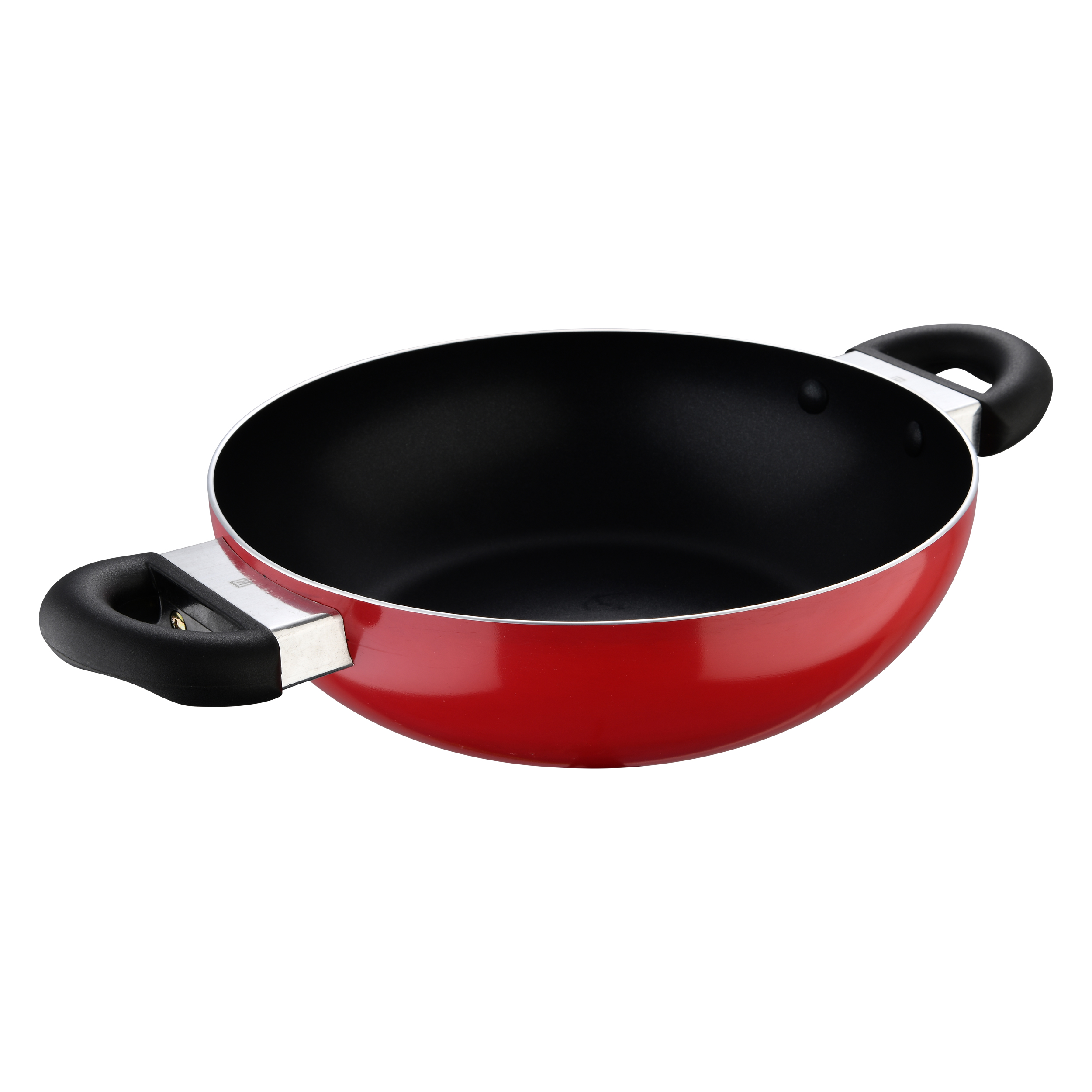 Kadai With Lid Press Aluminium Non-Stick Coating 24X7.0 Cm Black/Red Color