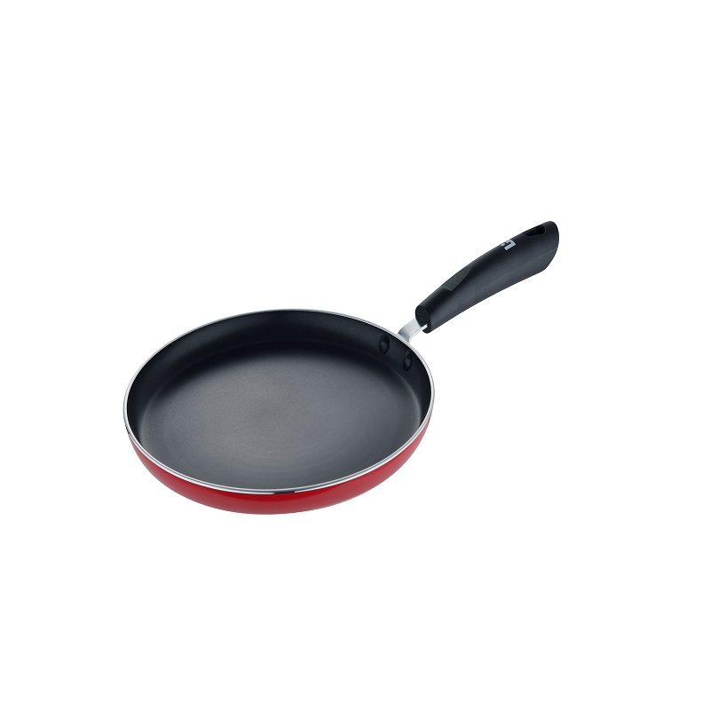 Flat Tawa Press Aluminium 25X2.0 Cm Non Stick Coating Black/Red Color