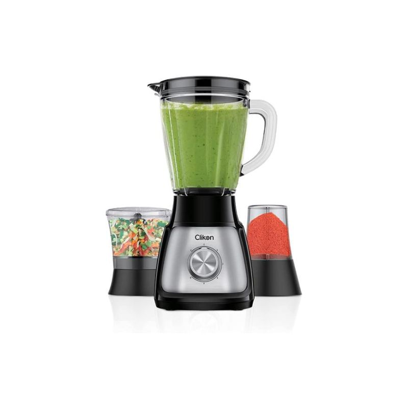 Clikon - 3 in 1 High Powered Blender with 1.5L Transparent Jar, 2 Grinder Mills