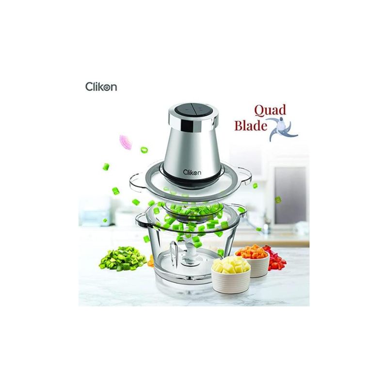 Clikon 2 Litre Electric Food Chopper/Meat Processor with Garlic Skin Peeler