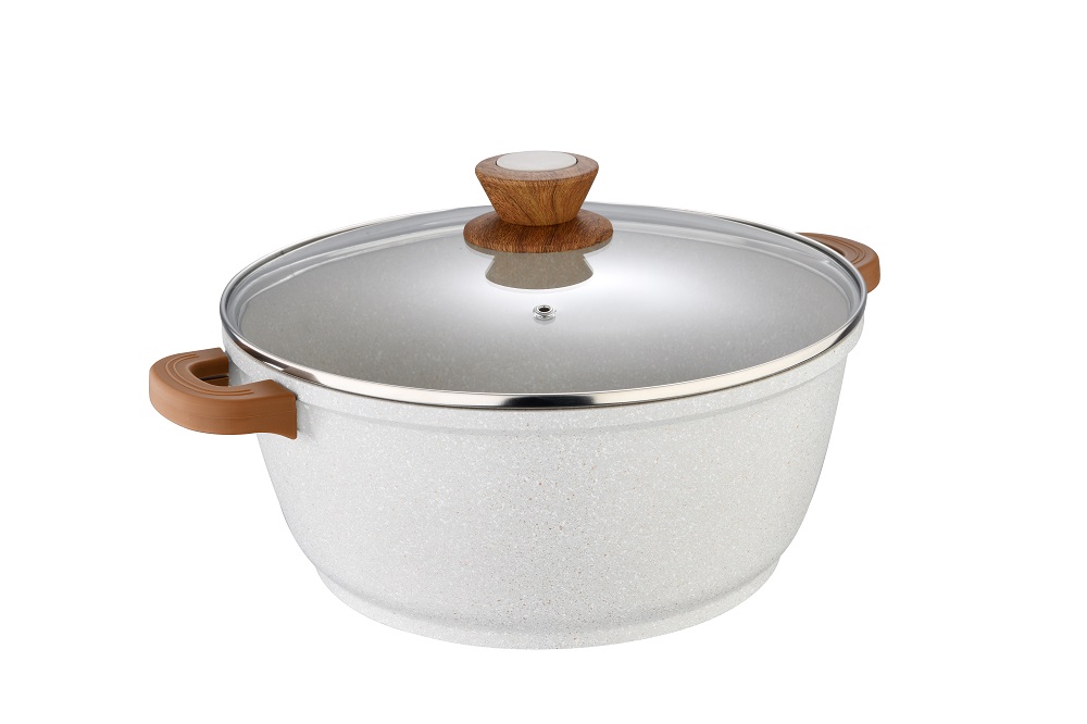 Casserole Forged Aluminium Marble Non Stick Coating Soft Touch Handles 24 CM