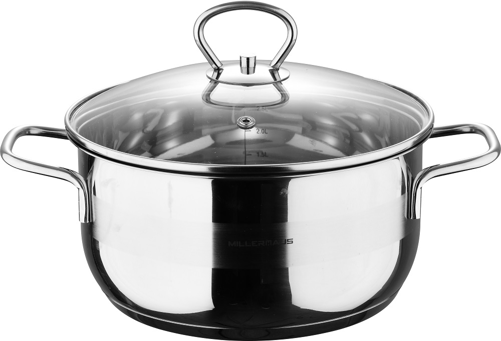 Casserole With Lid Stainless Steel 20X10 Centimeter 2.5 Litre Silver Color