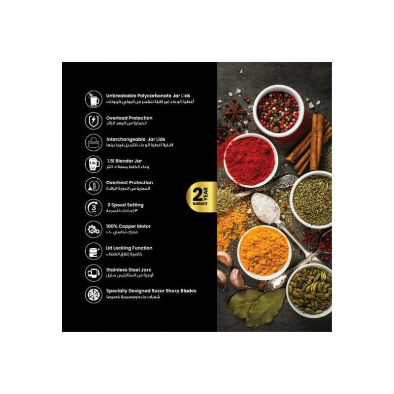 Clikon 3 in 1 Mixer Grinder with Stainless Steel Jars, Razor-sharp Blades