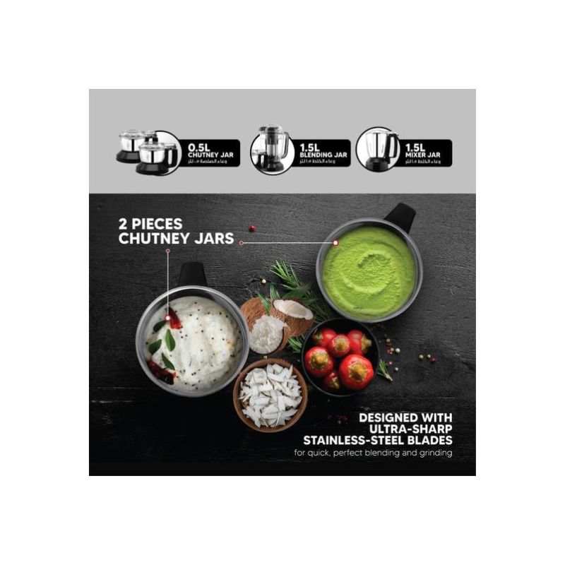 Clikon 3 in 1 Mixer Grinder with Stainless Steel Jars, Razor-sharp Blades