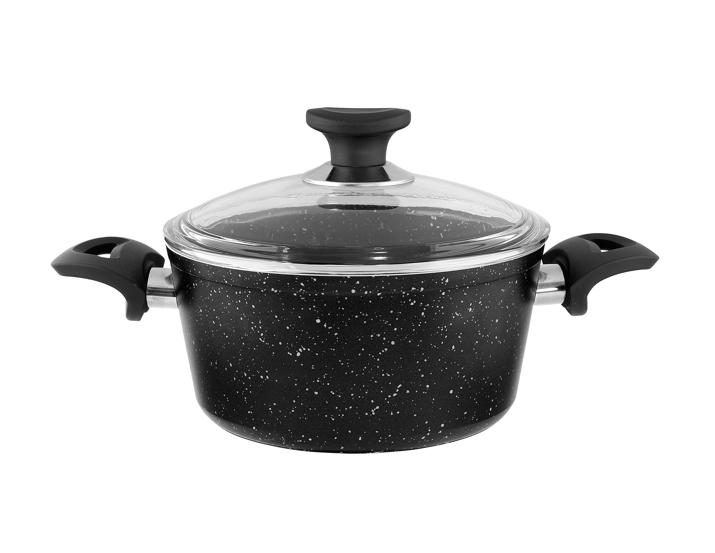 Quantum Series Deep Pot Aluminium Granite Coating Black Color 24 Cm