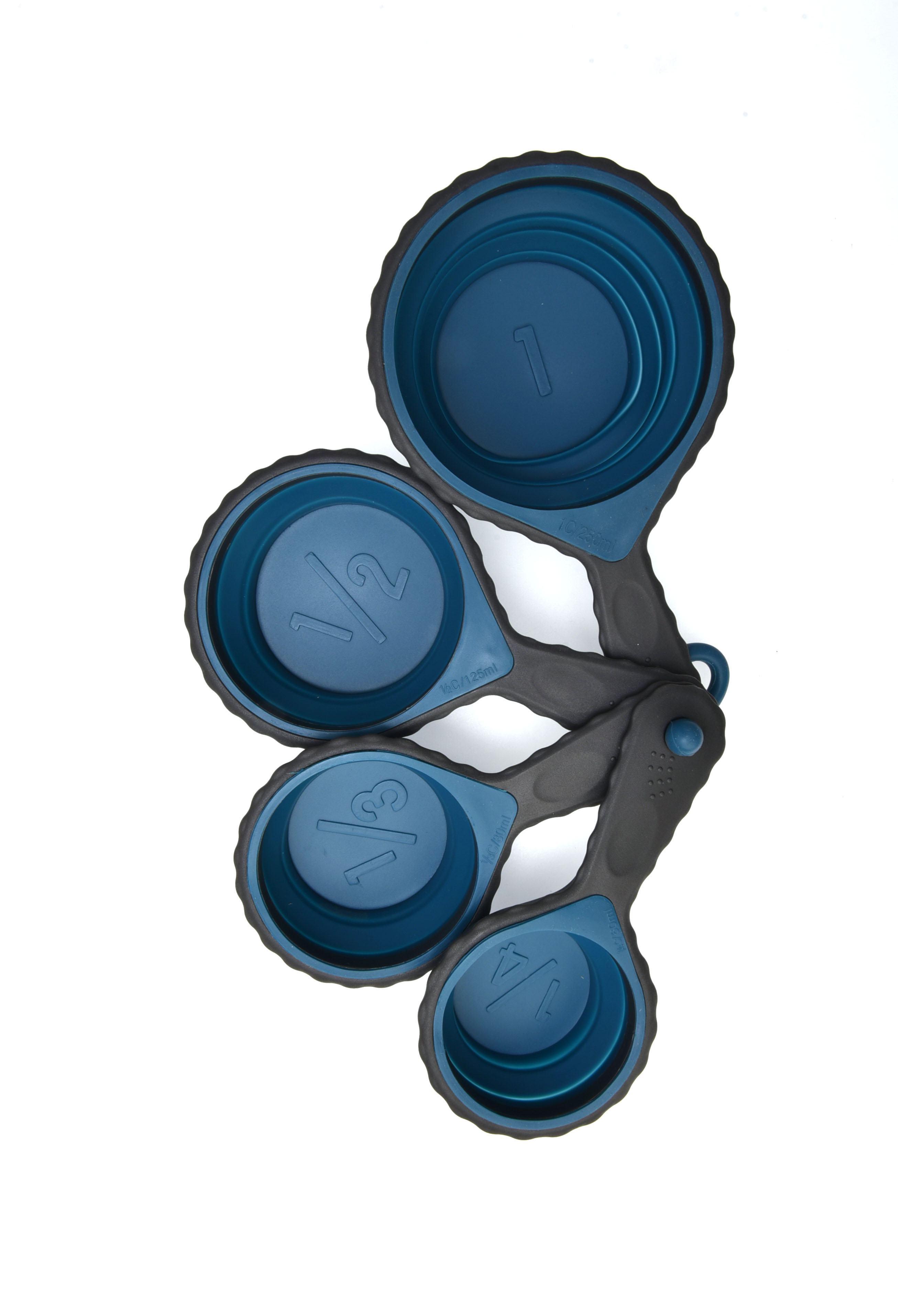 4pcs Silicone Foldable Measuring Cups Set Blue/Grey Color 20X10.8X5.5 Cm