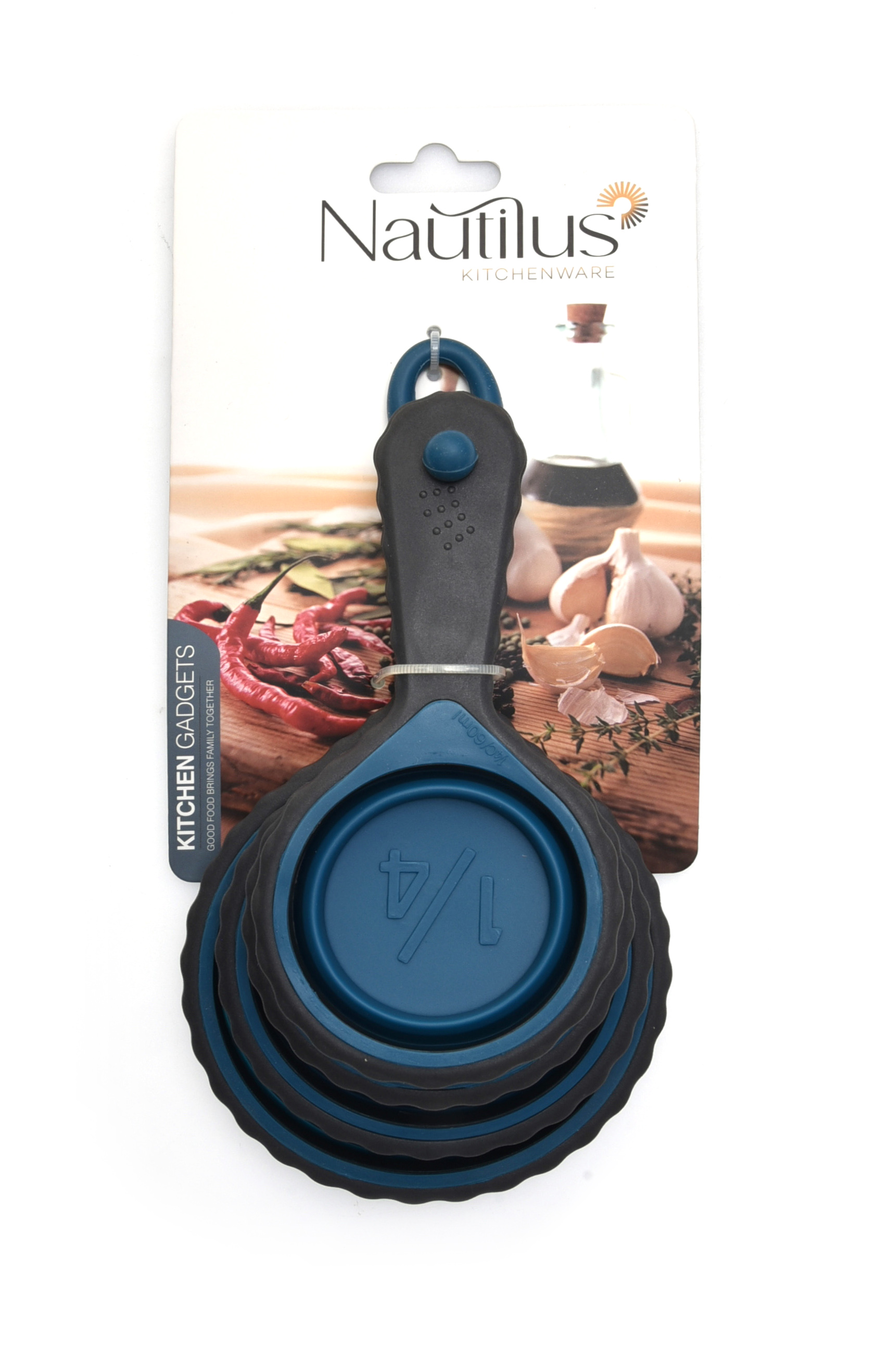 4pcs Silicone Foldable Measuring Cups Set Blue/Grey Color 20X10.8X5.5 Cm