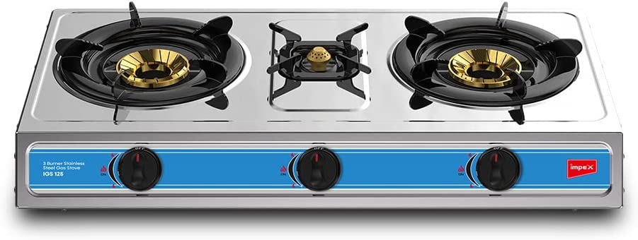 Impex IGS 125 3 Burner Stainless Steel Gas Stove