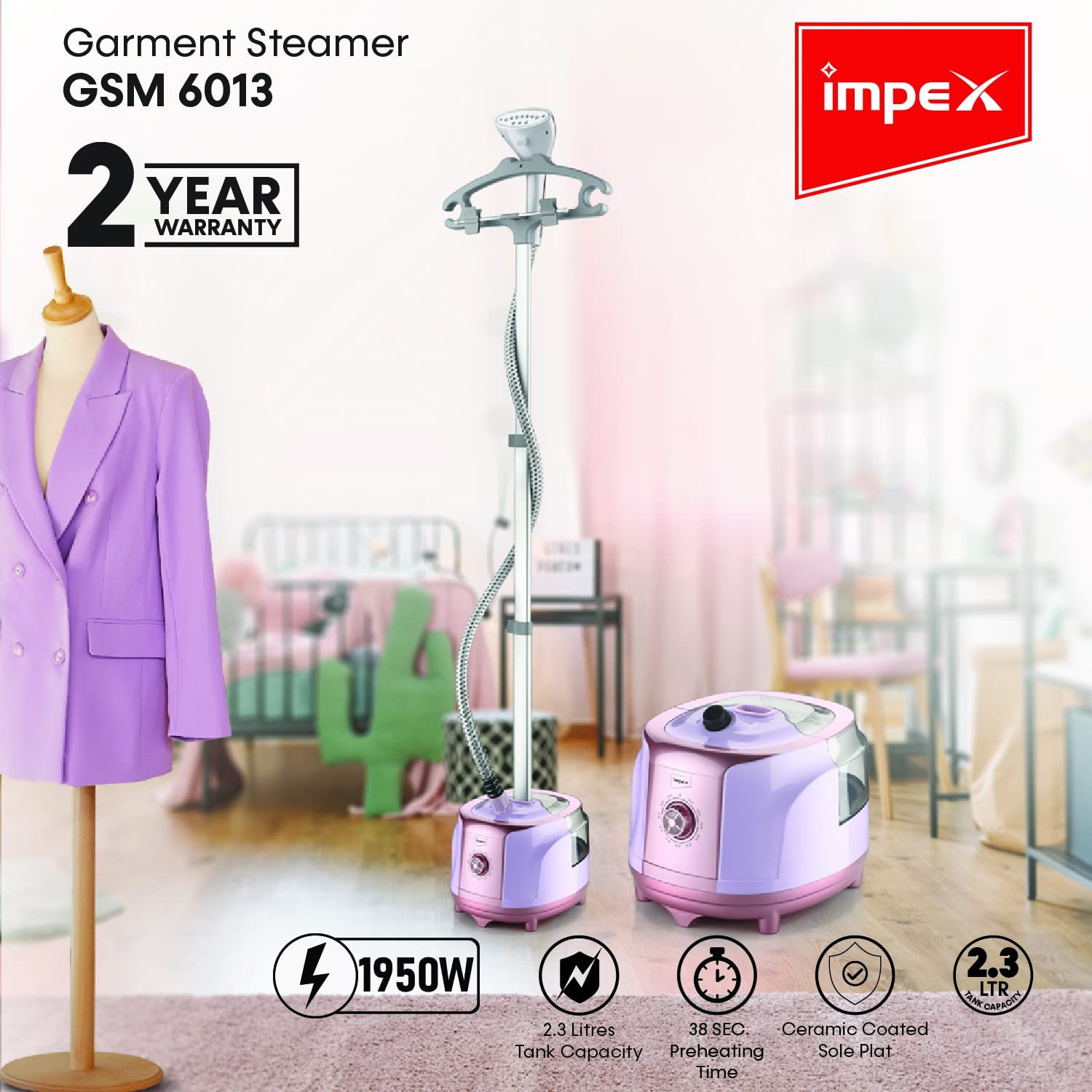 Impex GSM 6013 2.3 Liter 1950 Watts Garment Steamer