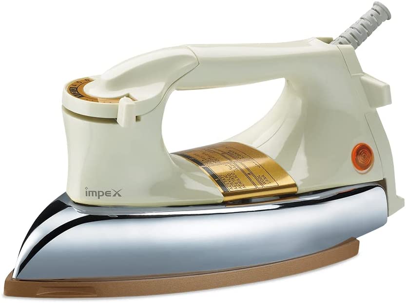 Impex IB 201 1200W Heavy Duty Dry Iron Box With Golden Ceramic Coated Sole Plate