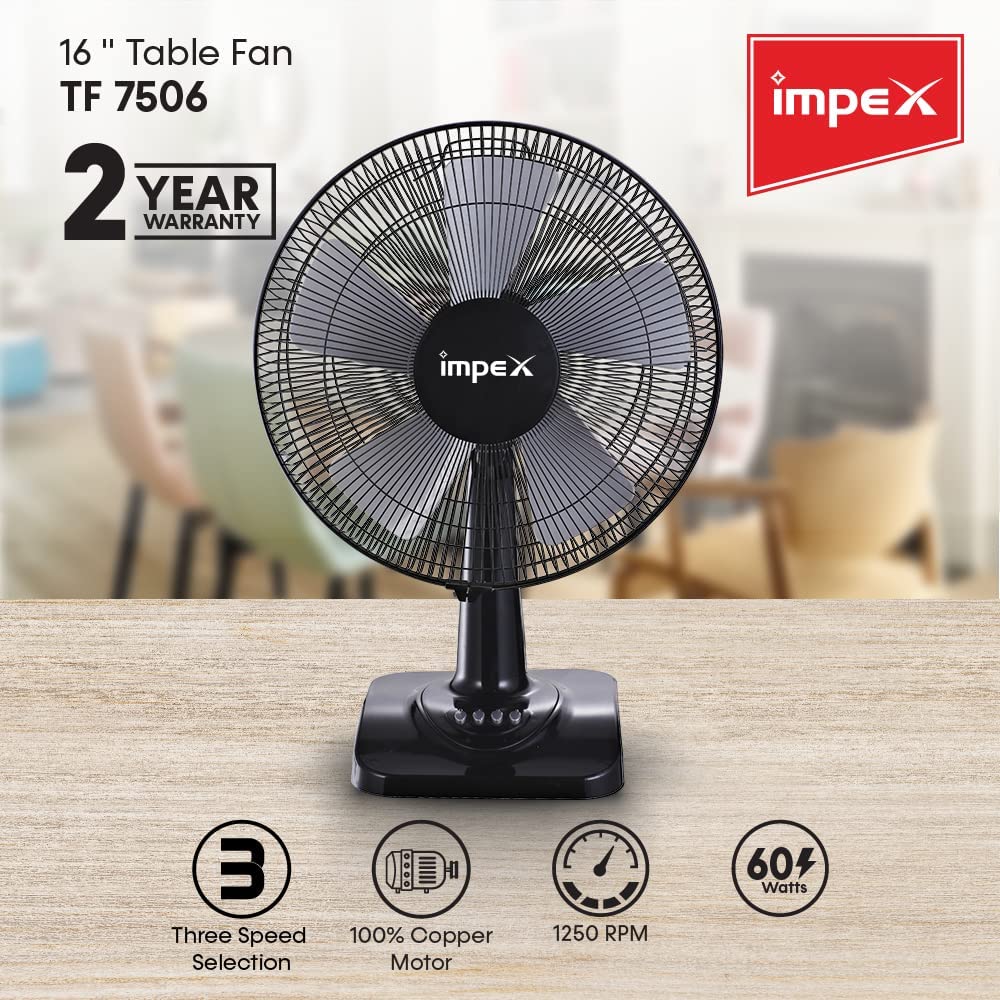 Impex TF 7506 16 Table Fan with Powerful Silent Motor