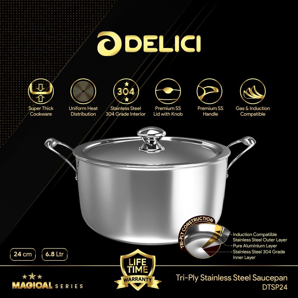 DELICI DTSP24 SS TRIPLY SAUCE PAN
