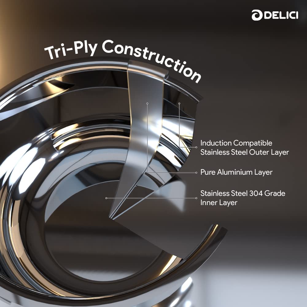 DELICI DTFP24 SS TRIPLY FRY PAN