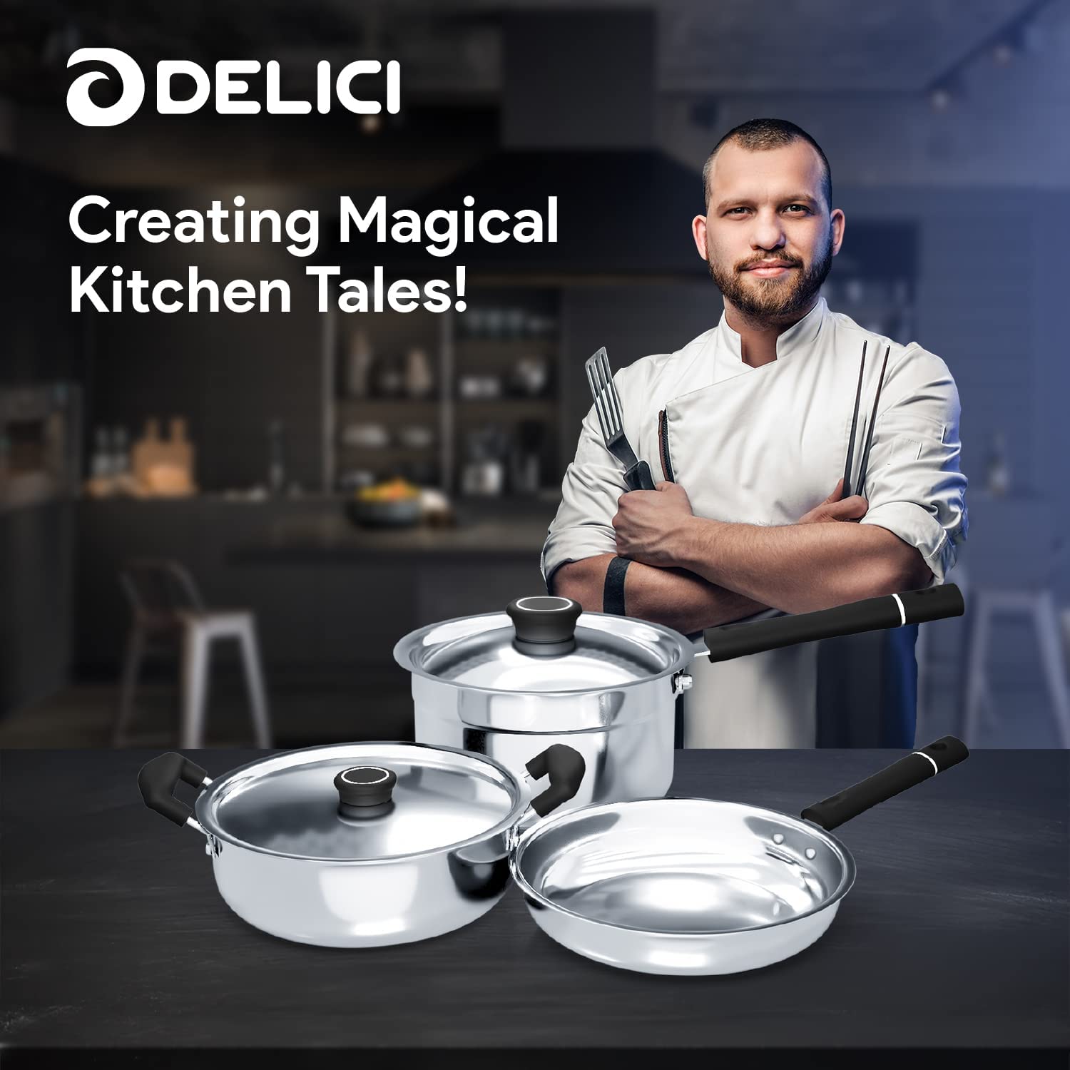 DELICI DSK 5B STAINLESS STEEL COOKWARE SET 5 PCS