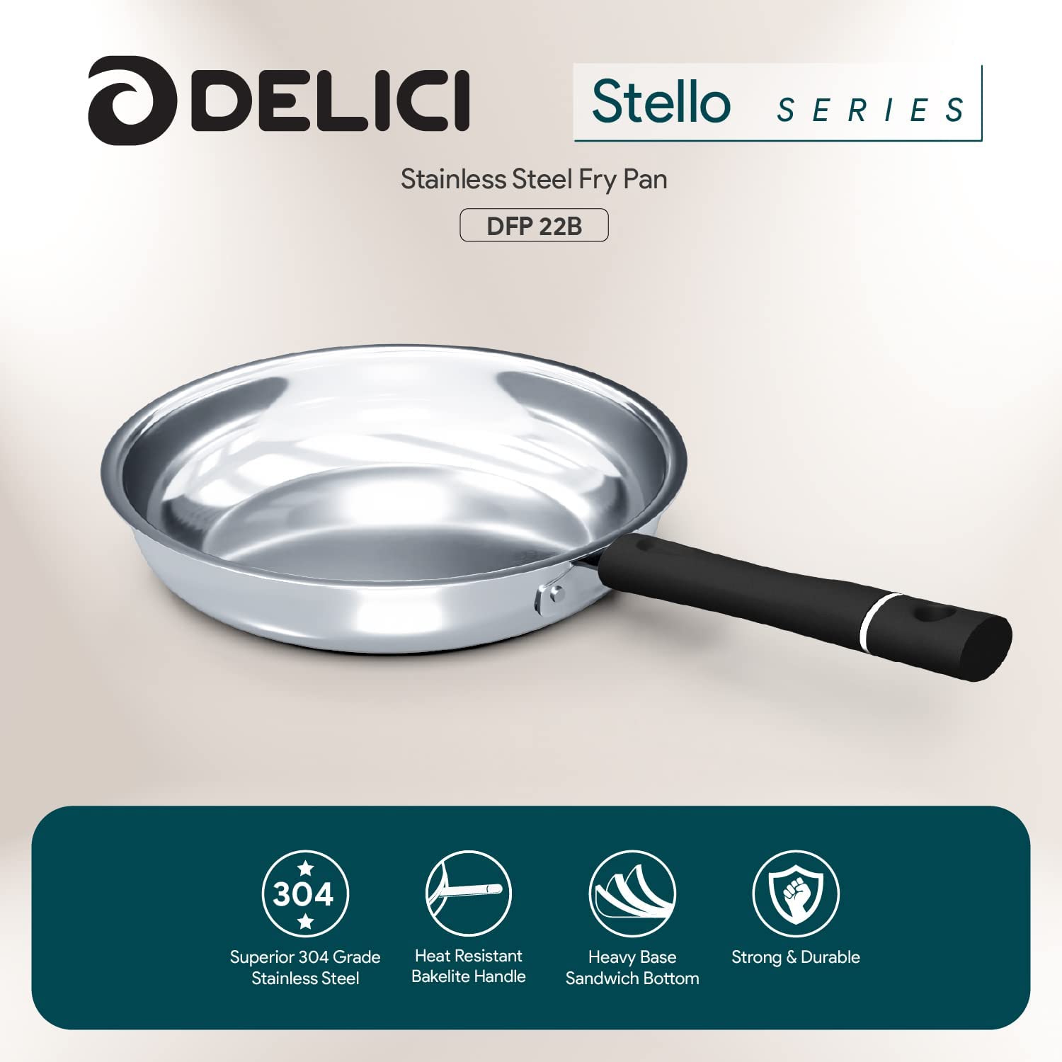 DELICI DFP 22B SS FRYPAN 22CM